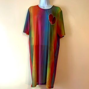 RARE Iron Fist PLUS Rainbow Sheer Dress Sz XXL